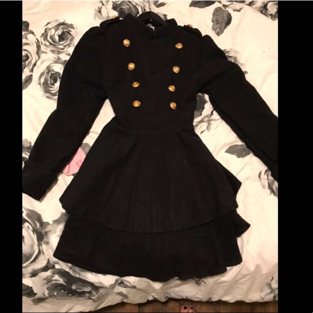 Handmade Double Breasted Peplum Coat Dress